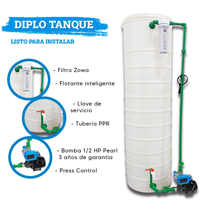 Tanque de agua armado con presscontrol 520 litros