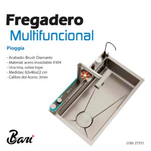 Fregadero Multifuncional Pioggia Acero Inox Bari