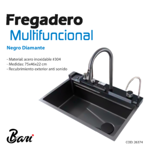 Fregadero Multifuncional Negro Diamante Bari