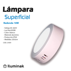Lampara Sup 18w Redonda Led 6500k Iluminak