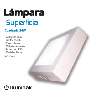 Lampara Sup 24w Cuadrada Led 6500k Iluminak