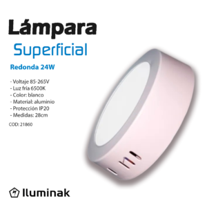 Lampara Sup 24w Redonda 6500k Iluminak