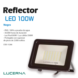 Reflector Led 100w Ip65 Negro/6500k/100-277v-90lm Lucerna