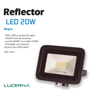 Reflector Led 20w Ip65 Negro/6500k/100-277v-85lm Lucerna