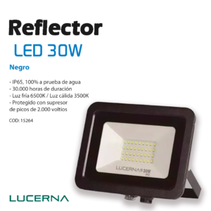 Reflector Led 30w Ip65 Negro/6500k/100-277v-100lm Lucerna