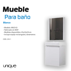 Mueble de baño 45x32x55cm con espejo Unique